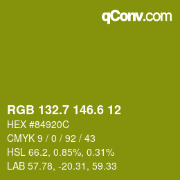 カラーコード: RGB 132.7 146.6 12 | qconv.com