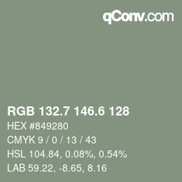 カラーコード: RGB 132.7 146.6 128 | qconv.com