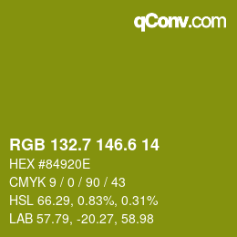 カラーコード: RGB 132.7 146.6 14 | qconv.com
