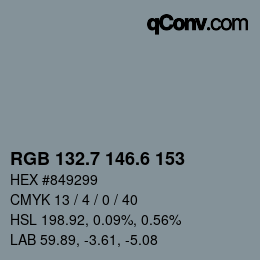 カラーコード: RGB 132.7 146.6 153 | qconv.com