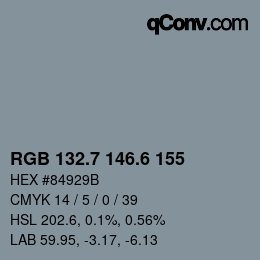 カラーコード: RGB 132.7 146.6 155 | qconv.com