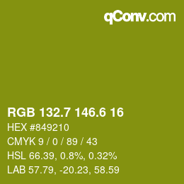 カラーコード: RGB 132.7 146.6 16 | qconv.com