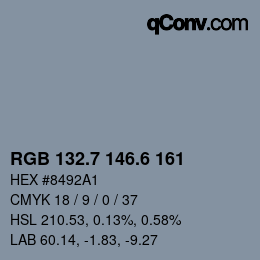 カラーコード: RGB 132.7 146.6 161 | qconv.com
