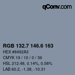 カラーコード: RGB 132.7 146.6 163 | qconv.com