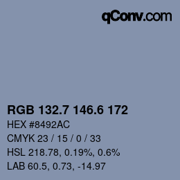 カラーコード: RGB 132.7 146.6 172 | qconv.com