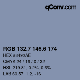 カラーコード: RGB 132.7 146.6 174 | qconv.com