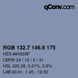 カラーコード: RGB 132.7 146.6 175 | qconv.com