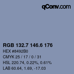 カラーコード: RGB 132.7 146.6 176 | qconv.com