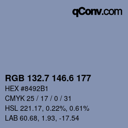 カラーコード: RGB 132.7 146.6 177 | qconv.com