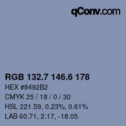 カラーコード: RGB 132.7 146.6 178 | qconv.com