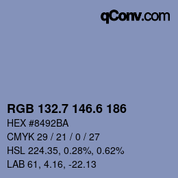 カラーコード: RGB 132.7 146.6 186 | qconv.com