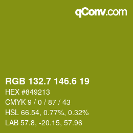 カラーコード: RGB 132.7 146.6 19 | qconv.com