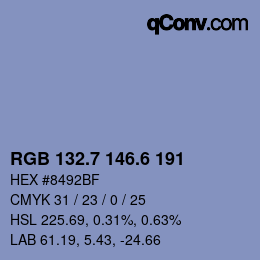 カラーコード: RGB 132.7 146.6 191 | qconv.com