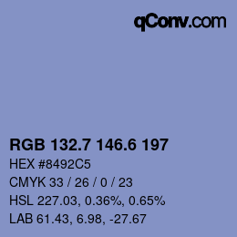 カラーコード: RGB 132.7 146.6 197 | qconv.com