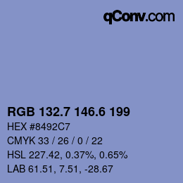 カラーコード: RGB 132.7 146.6 199 | qconv.com