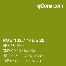 カラーコード: RGB 132.7 146.6 20 | qconv.com