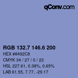 カラーコード: RGB 132.7 146.6 200 | qconv.com