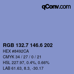 カラーコード: RGB 132.7 146.6 202 | qconv.com