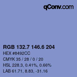 カラーコード: RGB 132.7 146.6 204 | qconv.com