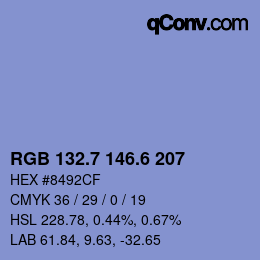 カラーコード: RGB 132.7 146.6 207 | qconv.com