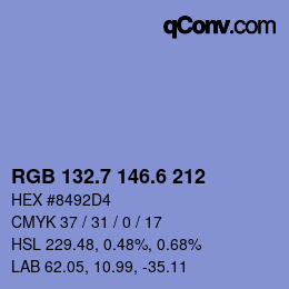 カラーコード: RGB 132.7 146.6 212 | qconv.com