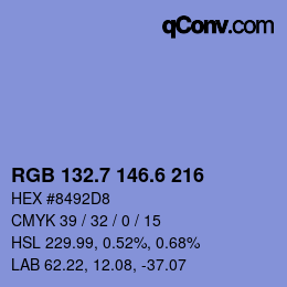 カラーコード: RGB 132.7 146.6 216 | qconv.com