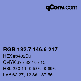 カラーコード: RGB 132.7 146.6 217 | qconv.com