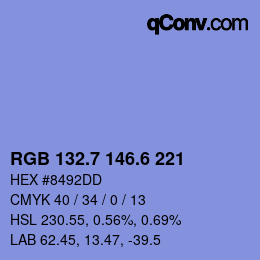 カラーコード: RGB 132.7 146.6 221 | qconv.com