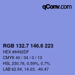 カラーコード: RGB 132.7 146.6 223 | qconv.com
