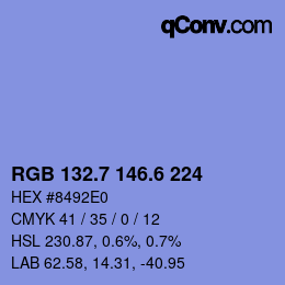 カラーコード: RGB 132.7 146.6 224 | qconv.com