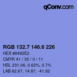 カラーコード: RGB 132.7 146.6 226 | qconv.com