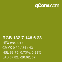 カラーコード: RGB 132.7 146.6 23 | qconv.com