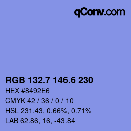 カラーコード: RGB 132.7 146.6 230 | qconv.com