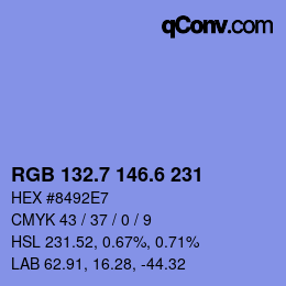 カラーコード: RGB 132.7 146.6 231 | qconv.com