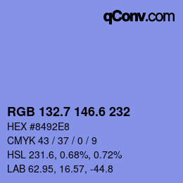 カラーコード: RGB 132.7 146.6 232 | qconv.com