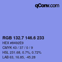 カラーコード: RGB 132.7 146.6 233 | qconv.com