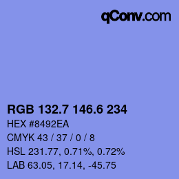 カラーコード: RGB 132.7 146.6 234 | qconv.com