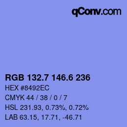 カラーコード: RGB 132.7 146.6 236 | qconv.com