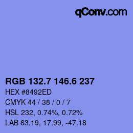 カラーコード: RGB 132.7 146.6 237 | qconv.com