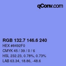 カラーコード: RGB 132.7 146.6 240 | qconv.com
