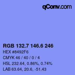 カラーコード: RGB 132.7 146.6 246 | qconv.com