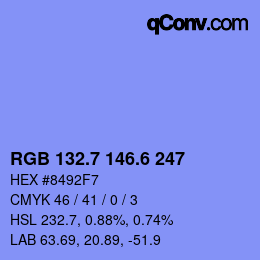 カラーコード: RGB 132.7 146.6 247 | qconv.com