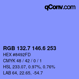 カラーコード: RGB 132.7 146.6 253 | qconv.com