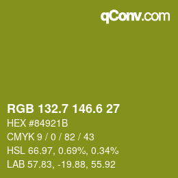 カラーコード: RGB 132.7 146.6 27 | qconv.com