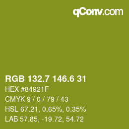 カラーコード: RGB 132.7 146.6 31 | qconv.com