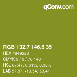カラーコード: RGB 132.7 146.6 35 | qconv.com