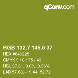 カラーコード: RGB 132.7 146.6 37 | qconv.com