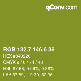 カラーコード: RGB 132.7 146.6 38 | qconv.com