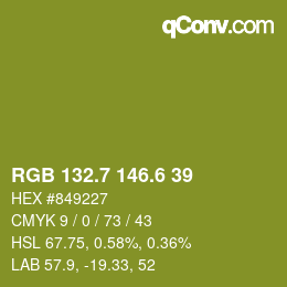 カラーコード: RGB 132.7 146.6 39 | qconv.com