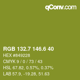 カラーコード: RGB 132.7 146.6 40 | qconv.com